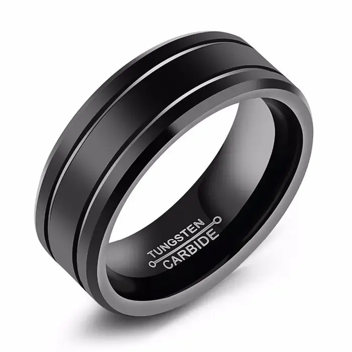 Bague en acier inoxydable noir pour hommes