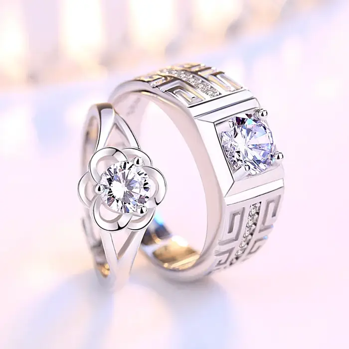 Bague de Couple en argent Sterling 925