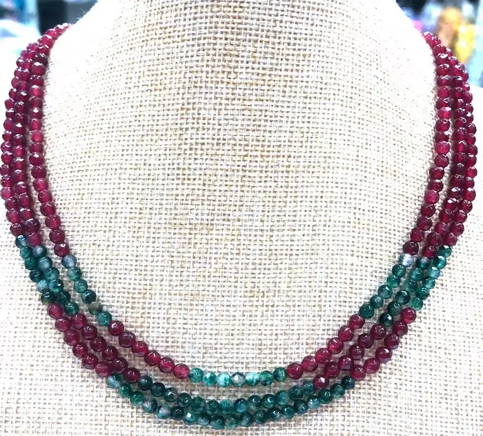 Nouveau collier de bijoux naturel 4mm rubis