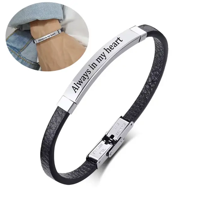 Bracelet d'identification de gravure Simple pour hommes
