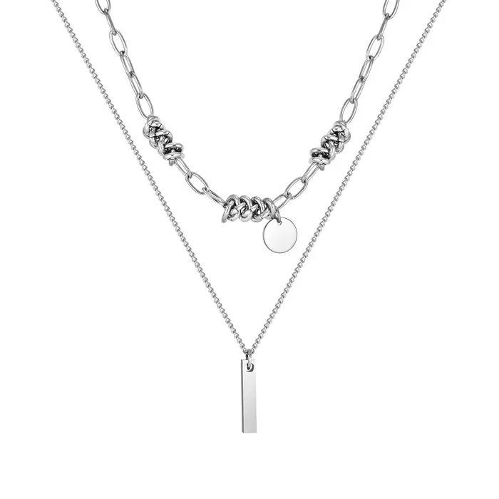 Collier en acier inoxydable avec chaîne superposée pour homme et garçon style hip hop mode occasion spéciale
