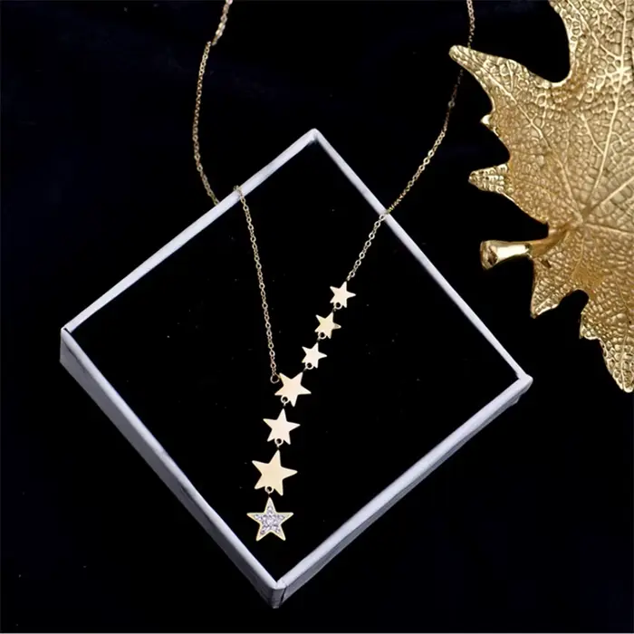 XIYANIKE 316L acier inoxydable étoiles Zircon colliers breloques chaîne colliers ras du cou 2021 nouveau pour les femmes mode bijoux Collier