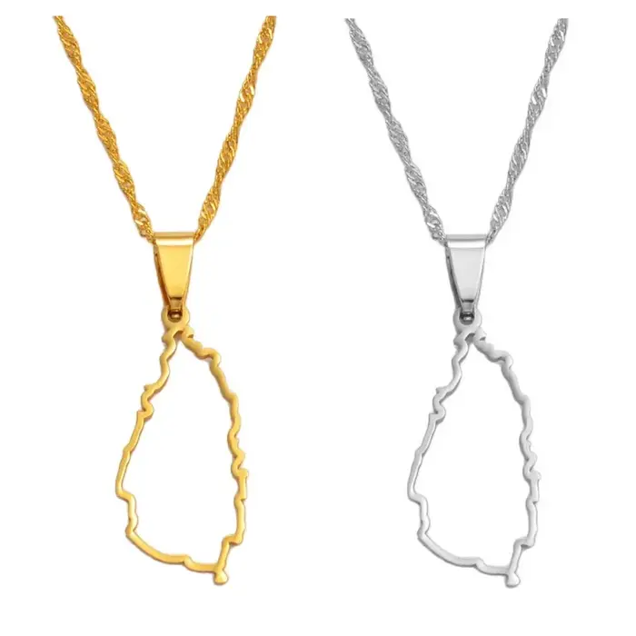 Collier pendentif Anniyo Sainte-Lucie avec carte de la région pour femme