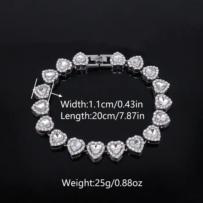 ZAKOL 45CM nouveau Hip Hop Tennis chaîne Bracelet collier brillant coeur strass CZ mode Rock fête ensemble de bijoux