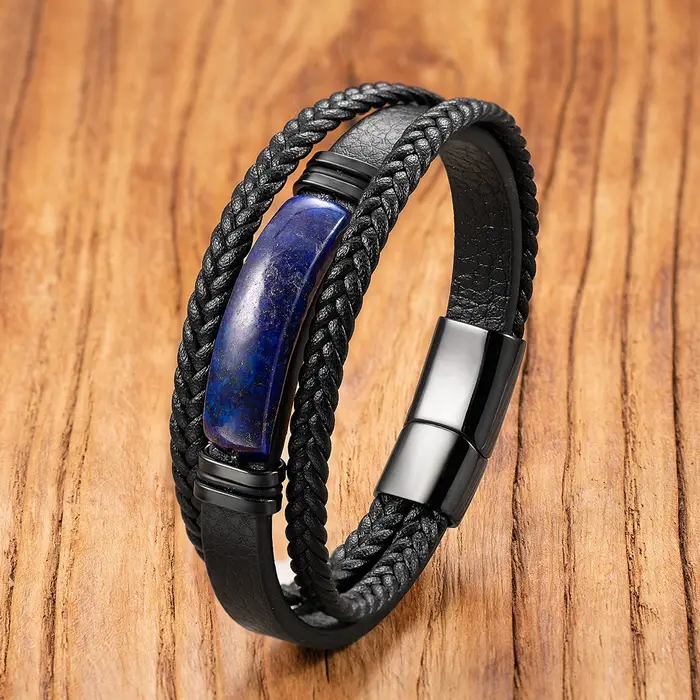 Nouveau Bracelet en pierre Lapis Lazuli naturelle pour Homme