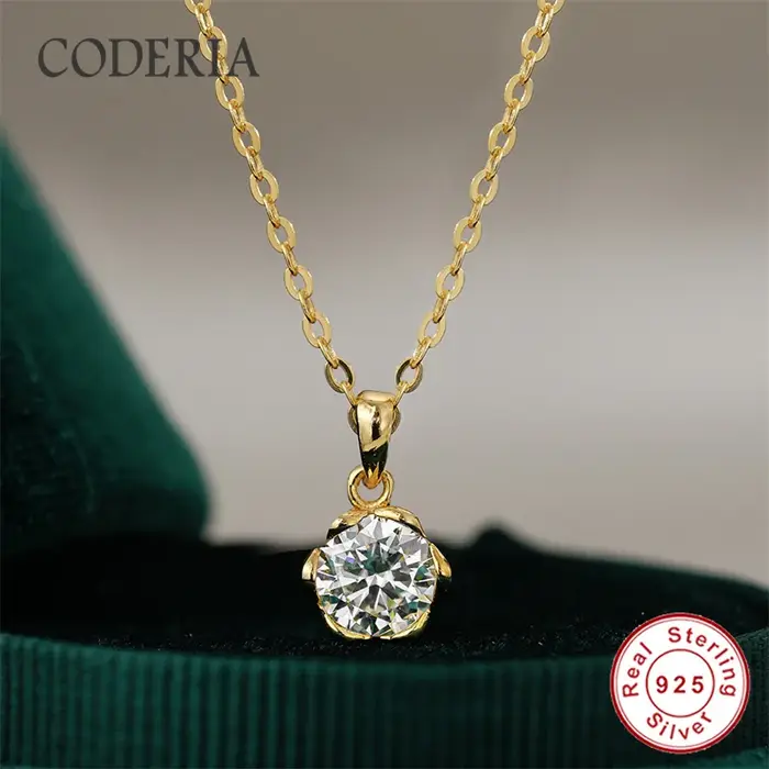 Collier clavicule pendentif Lotus pour femme en plaqué or 18 carats et moissanite de luxe occassions spéciales mariage anniversaire