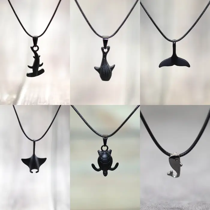 Collier animal marin pour hommes, manta requin baleine tortue, collier ras du cou en pierre naturelle et acier, cadeau pour occasions spéciales