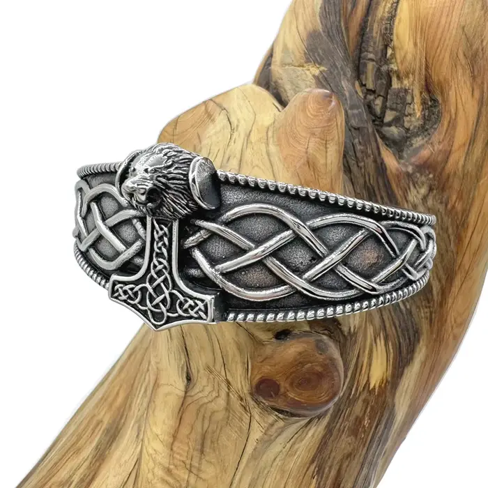 Bracelet Thor Man en acier inoxydable 316L, bijoux de motard Punk Lion