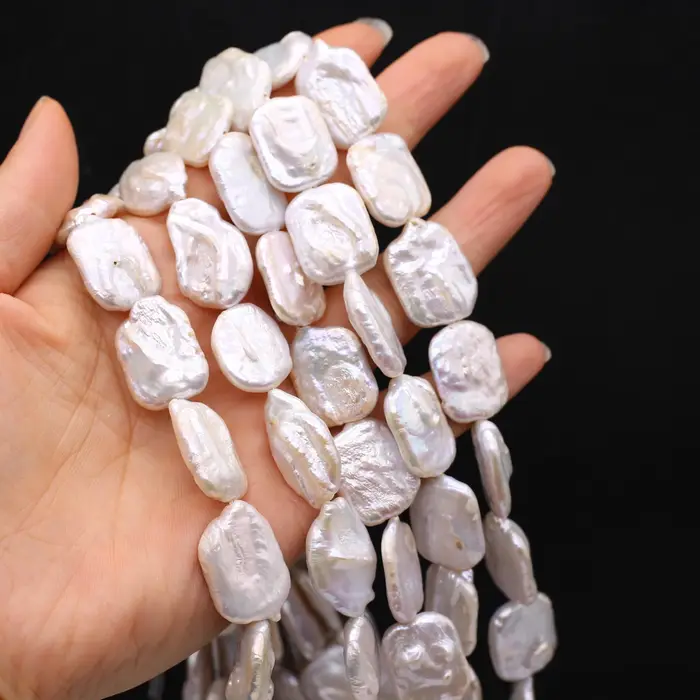 Perles d'eau douce naturelles, style baroque, rectangulaires irrégulières, pour la fabrication de bi