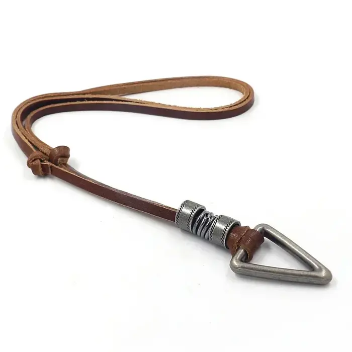 Vintage hommes femmes Triangle réglable en cuir cordon collier pendentif bijoux cadeau de noël