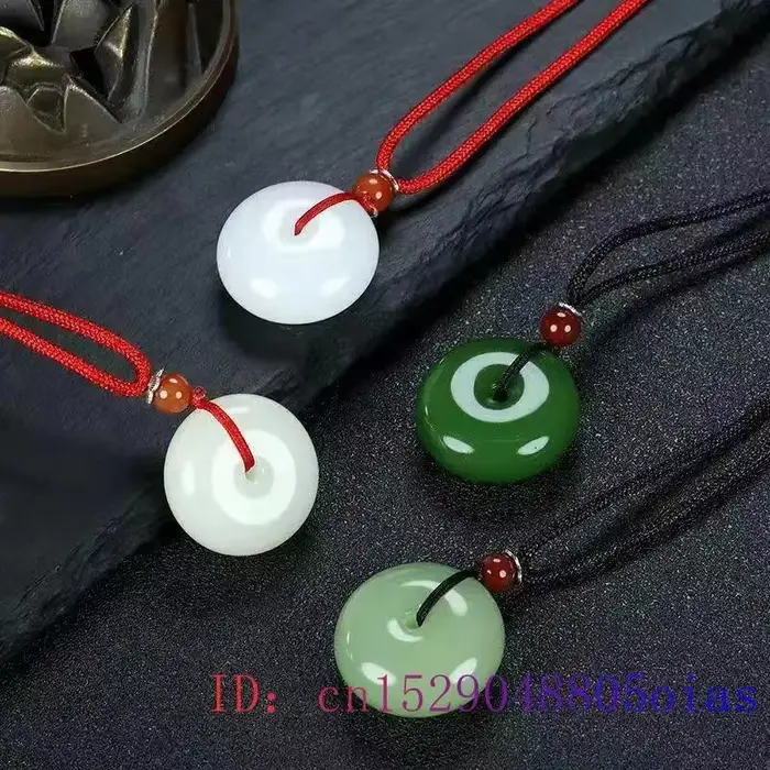 Véritable Jade beignet pendentif collier accessoires homme amulette jaspe bijoux charme chinois Vintage Talismans pierre breloques naturelles