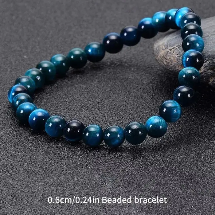 Bracelet de perles d'apatite bleue en pierre naturelle, minimaliste unisexe, bijou fait à la main pour homme et femme pour différentes occasions