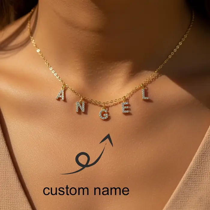 Collier avec nom initial personnalisé en acier inoxydable pour femmes, pendentif lettre Alpahbet, pl