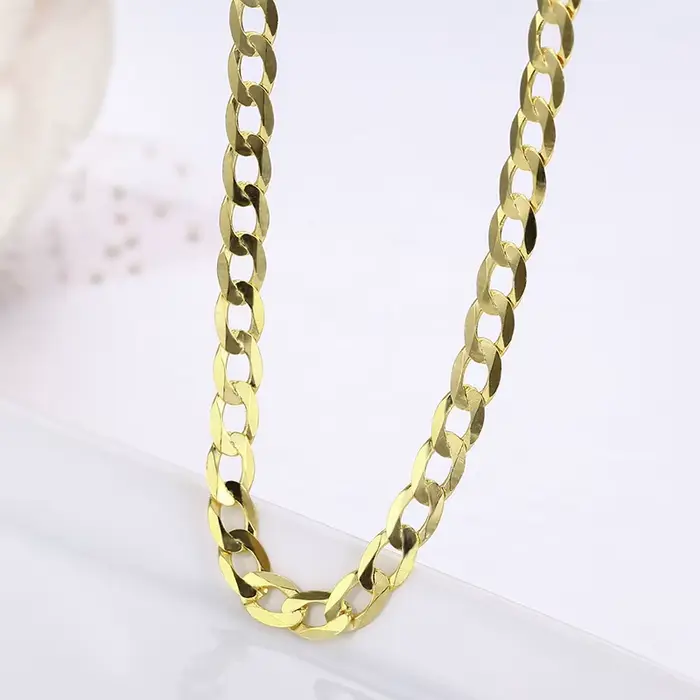 60 cm-80 cm 4mm mince 925 en argent Sterling avec couleur or gourmette chaîne lien colliers hommes bijoux Hiphop Collares kolye Collier ketting