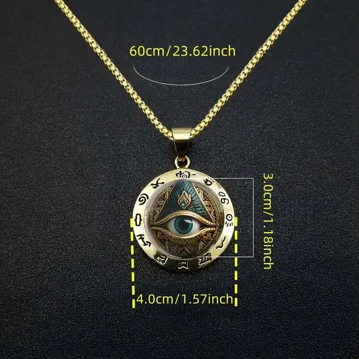 Talisman égyptien ancien : pendentif en verre et alliage de zinc hiéroglyphique à motif d'oeil