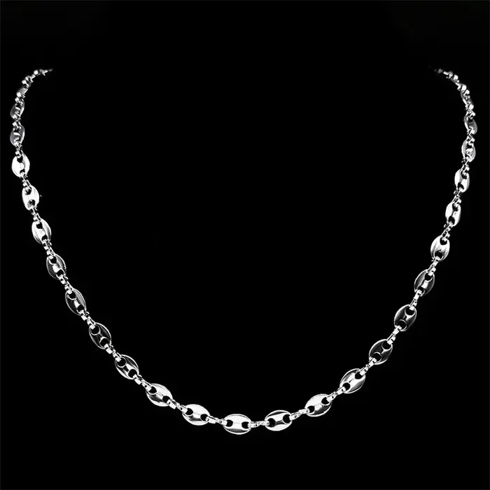Collier Hip Hop en forme de nez de porc pour hommes et femmes, en acier inoxydable, or, argent, lien