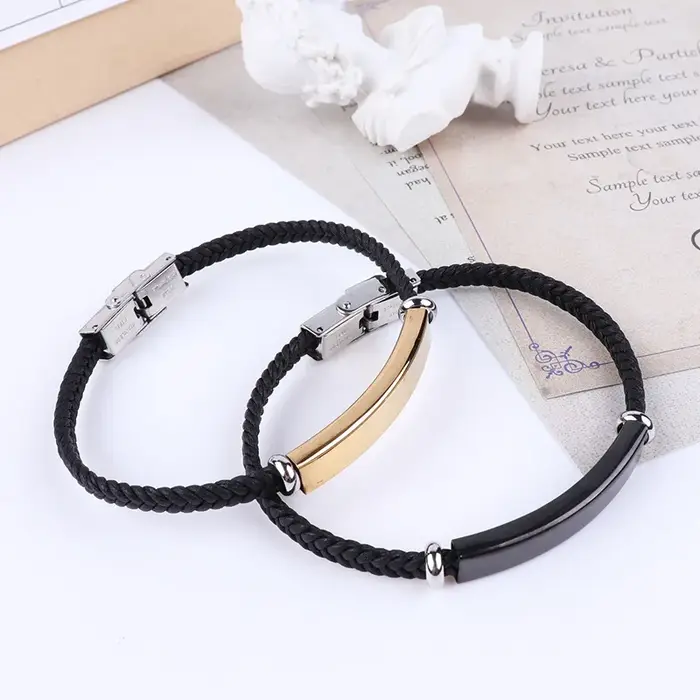 Bracelet en cuir tissé pour hommes