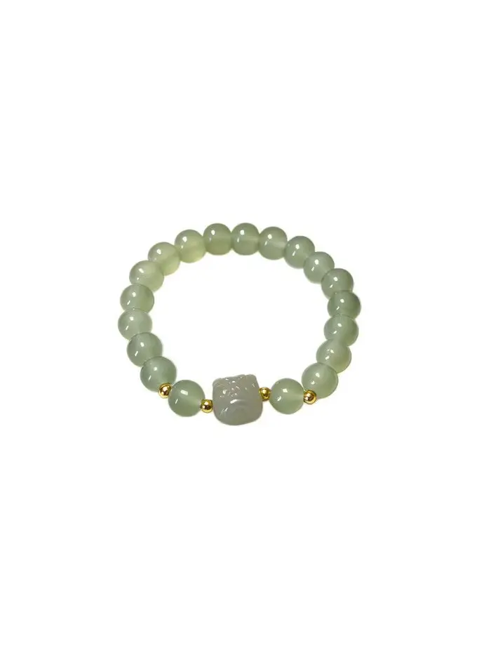 Bracelet perlé en jade Hetian naturel Qingshui 2026 – Bijou polyvalent pour femme