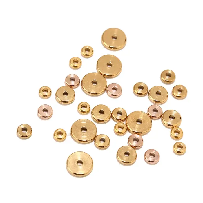 Perles d'espacement rondes et plates en acier inoxydable, 20 pièces, 4mm 6mm 8mm 10mm, perles amples pour la fabrication de bijoux, fournitures de travaux manuels, trou 2mm