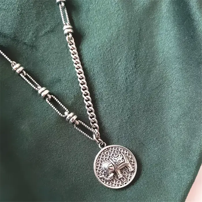 YIZIZAI-Collier pendentif éléphant rétro pour femme, plaqué argent thaïlandais, bijoux asymétriques,