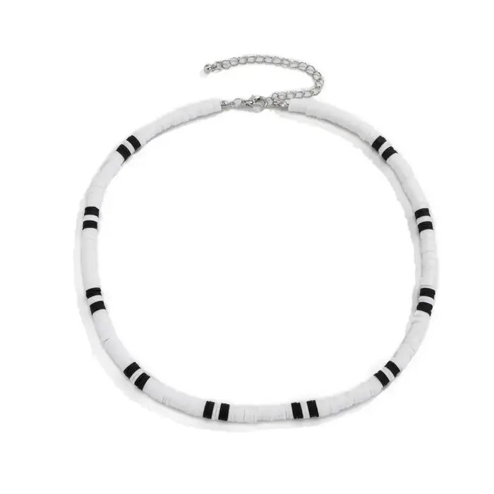 Collier pour hommes noir blanc bicolore rétro perlé décontracté bohême clavicule collier bijoux de m