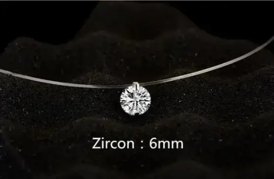 Collier en diamant Moissanite 1ct en argent Sterling S925, ligne de pêche transparente Invisible, ch