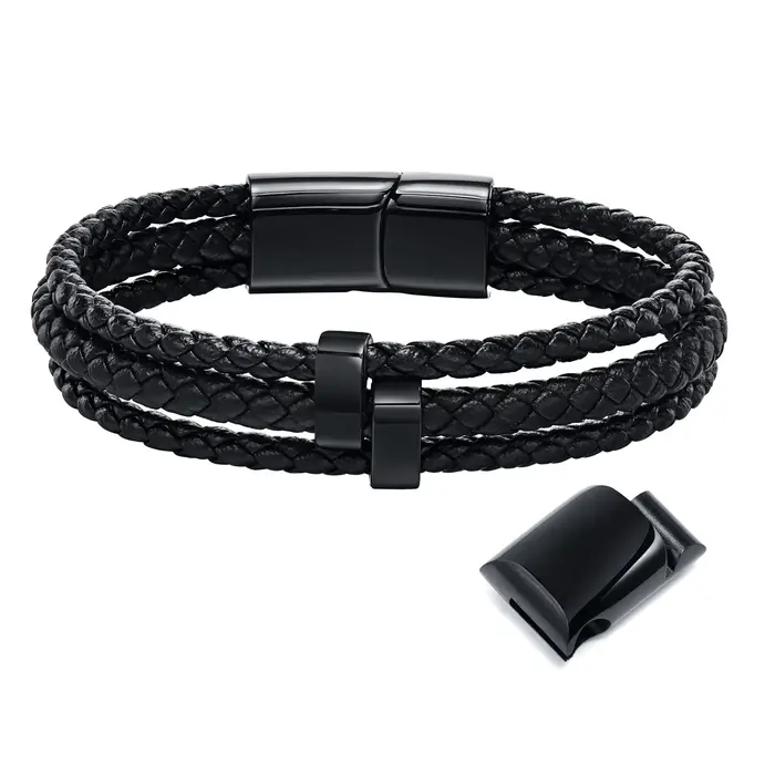 Bracelet personnalisé pour homme avec nom, bracelet en cuir gravé avec 2 à 8 perles de nom, bracelet