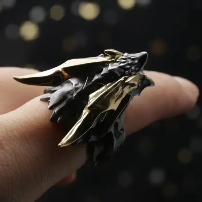 Bague ouverte rétro Dragon maléfique pour hommes