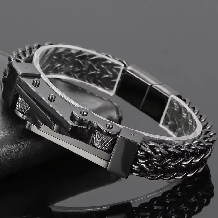 Bracelet chaîne de vélo couleur or pour homme, en acier inoxydable 316L, avec fermoir magnétique, bijoux Rock N Roll