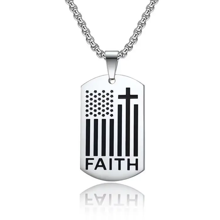 Collier pendentif croix avec étiquette de chien pour hommes, renforcement du Corage, bijoux en acier inoxydable, cadeau
