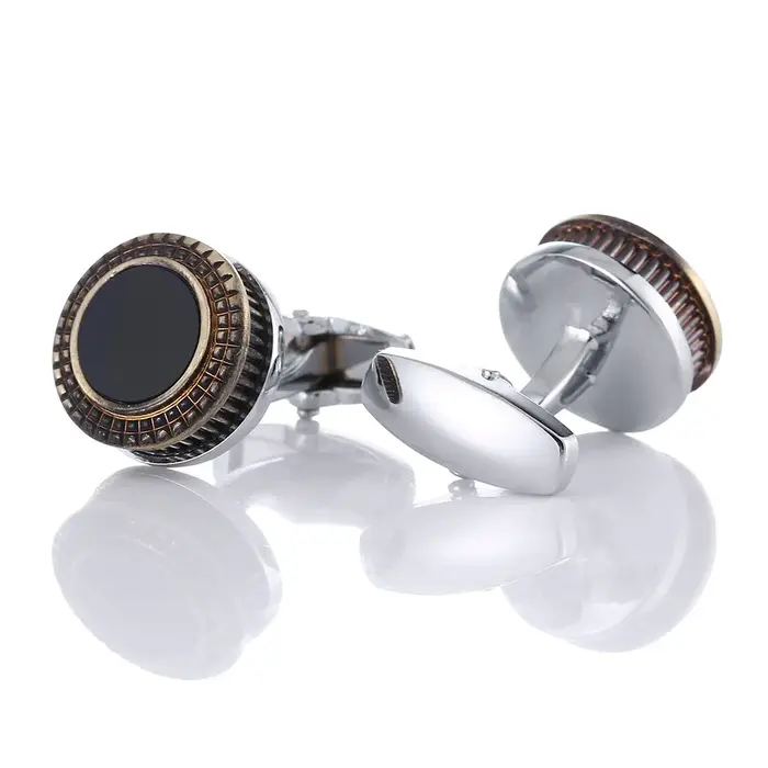 Boutons de manchette de chemise française ronde rétro de haute qualité, cadeaux pour père, boutons d