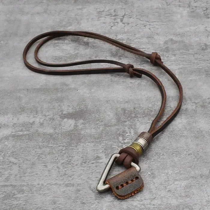 Collier en cuir véritable JoChoker avec pendentif géométrique pour homme et femme style ethnique rock punk occasion spéciale anniversaire