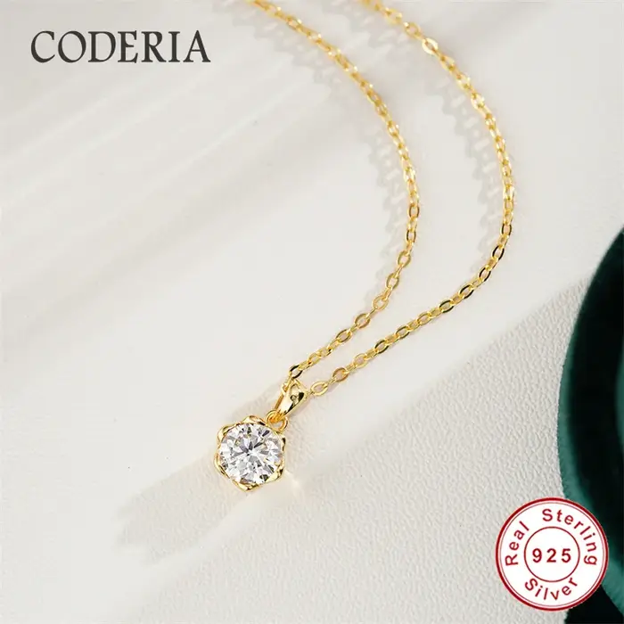 Collier clavicule pendentif Lotus pour femme en plaqué or 18 carats et moissanite de luxe occassions spéciales mariage anniversaire