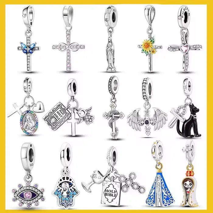 LAZA 925 argent Sterling croix amulette breloques perle ajustement Original Bracelet pendentif bijoux bricolage fabrication