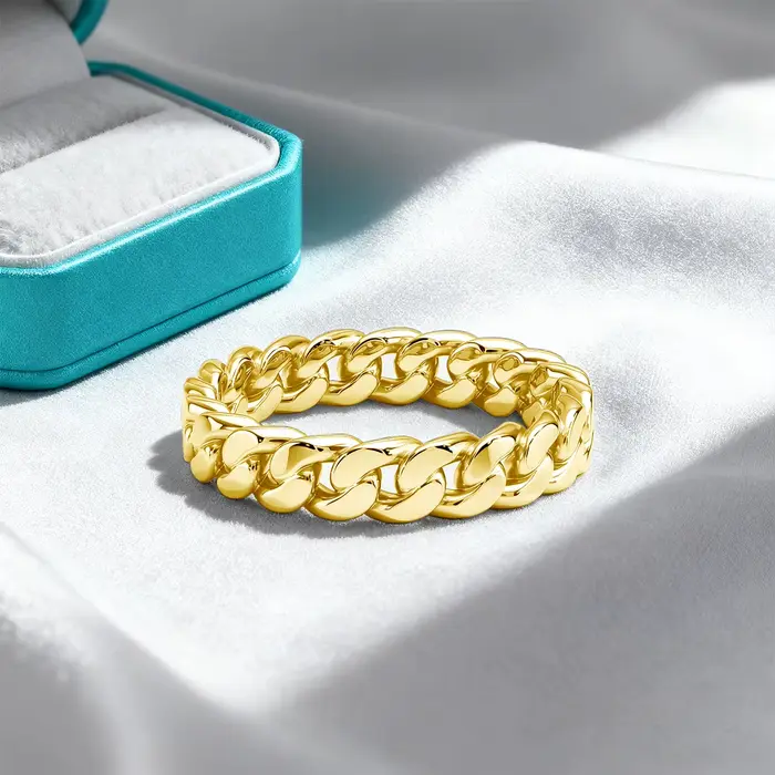 Bague à chaîne épaisse remplie d'or 14K