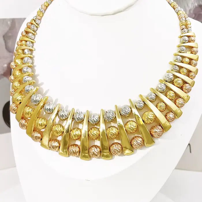 Ensemble de bijoux de luxe GZJPEI en plaqué or 18 carats pour femmes, style italien, pour mariage et fiançailles, collier/boucles d'oreilles/bague/bracelet