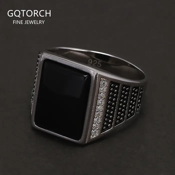 Bague chevalière en argent Sterling 925 pour hommes