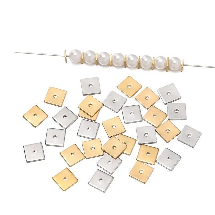 Perles d'espacement carrées en acier inoxydable doré pour bijoux et accessoires de créateur occasionnels et spéciales