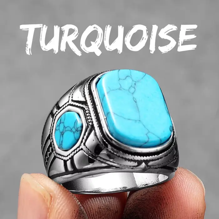 Bagues de luxe sculptées en Turquoise pour hommes et femmes, bijoux Vintage Punk Rock Cool, accessoires de mode, cadeau, vente en gros