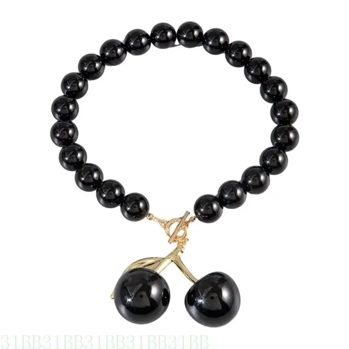 652f Collier pendentif en cerisier à mode Fashion Black Red Cerry Collier Charme pour les amateurs R