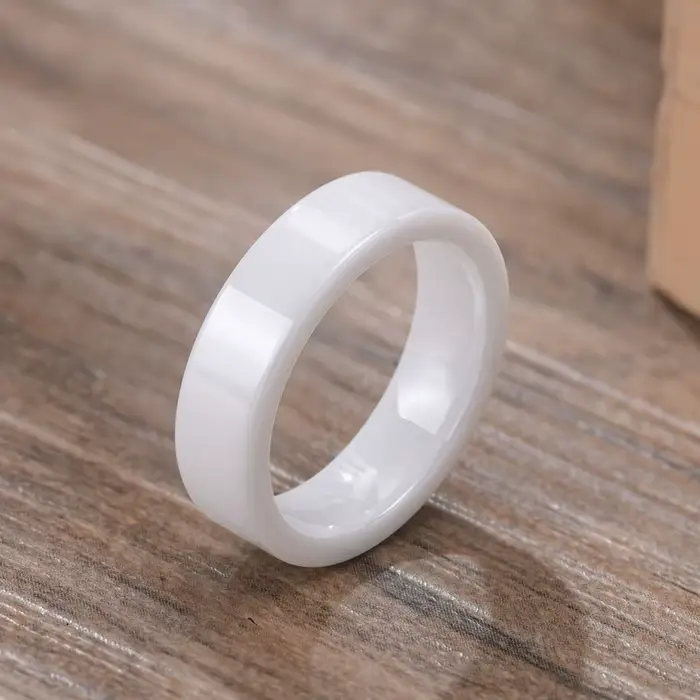 Bague de mariage en céramique blanche/noire de 6mm