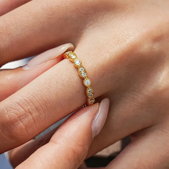 Lumira élégant véritable 18K bague en or ensemble avec Moissanite luxe pour les femmes mode fête de mariage charme bijoux bande