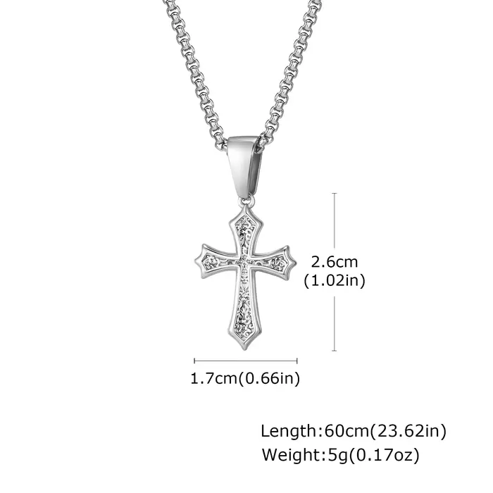 Collier pendentif croix en acier inoxydable chic pour hommes et femmes cadeaux d'anniversaire fête des pères occasions spéciales