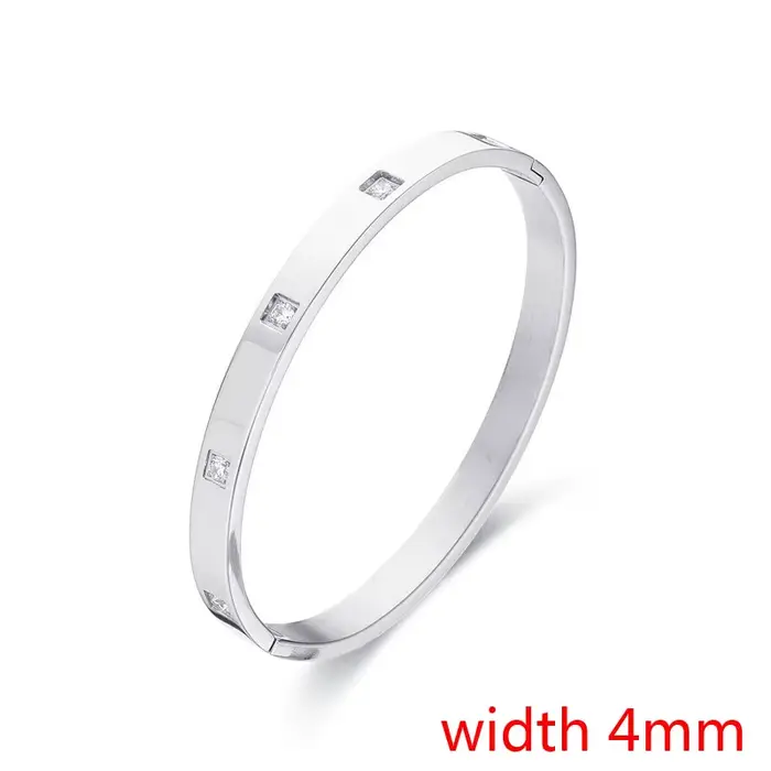FYSARA nouveau Bracelet circulaire en Zircon carré incrusté d'acier inoxydable pour les femmes bijou