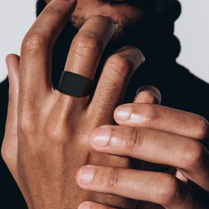 Bague chevalière carrée pour hommes et garçons