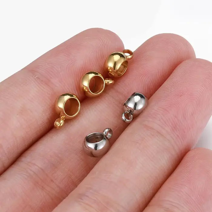 Perles d'espacement en acier inoxydable, pendentif, breloques, fermoirs, perles de bail de document en or pour bijoux à bricoler soi-même, résultats exécutifs, trou de 2-4mm, 10 pièces