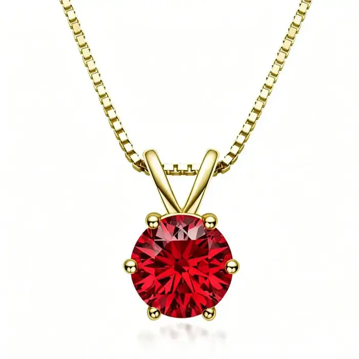 Collier pendentif solitaire rond en argent 925 à six griffes