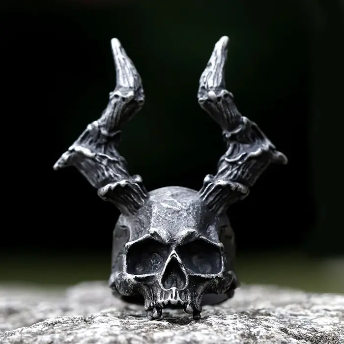 Anneaux de crâne en acier gothique vintage pour hommes, punk, rock, rapSugar, accessoires mandala, l