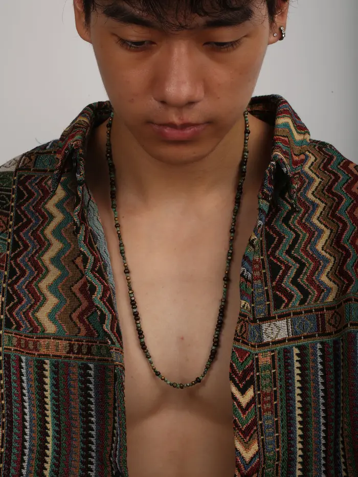 1PC hommes rétro Style ethnique afrique pierre collier pour hommes Hippie bohême Long collier de per