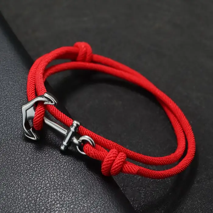 Bracelet nautique fait à la main pour homme, deux couches, coulissant, réglable, chaîne marine, plage, surfeur, rapide, nouveau